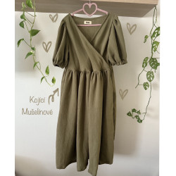 Moss green mušelínové šaty – ručně šité | Emies