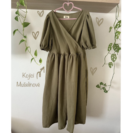 Moss green mušelínové šaty – ručně šité | Emies